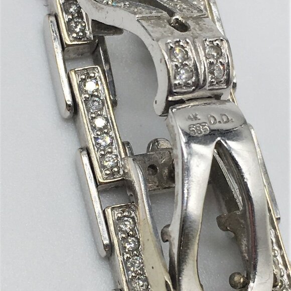 Diamond 14K White Gold Bracelet styled after rare Cartier Agrafe bracelet - Picture 5 of 8